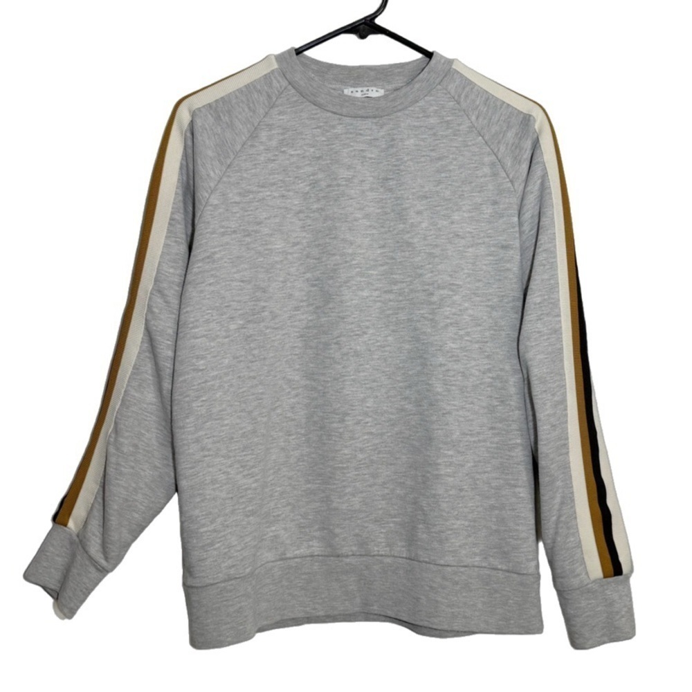 Sandro Paris Mens Varsity Pullover Crewneck Stripe Sleeve Sweater size  S